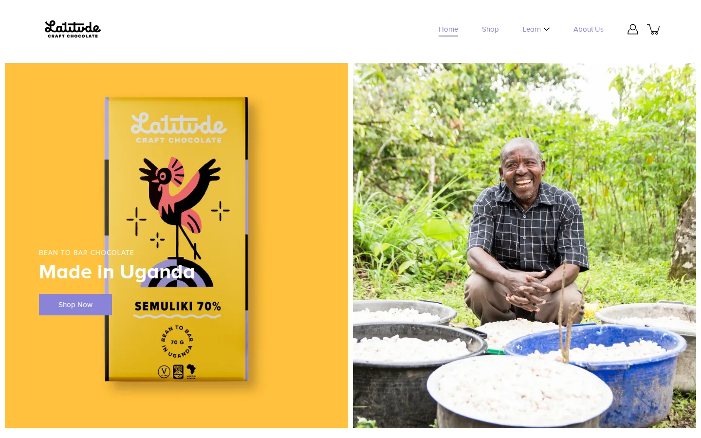 Screenshot of latitudecraftchocolate.com